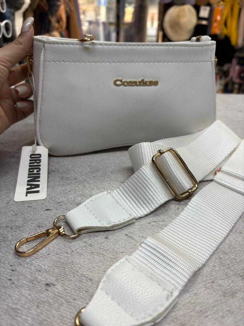 خرید کیف زنانه سفید بند کنفی تک‌زیپ | تخفیف ویژه بلک فرایدی | شیک و کاربردی